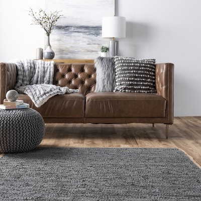 Handmade Reversible Flat-Woven Cotton Rug, 9' x 12', Gray