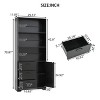 6-Tier Bookshelf with Door and 3 Drawers, 71" Tall Bookcase with 3-Tier Open Shelves, Wooden Book Shelf with Storage Cabinet - 3 of 4