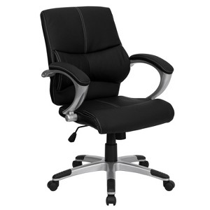 Flash Furniture Bodie Mid-Back Black LeatherSoft Contemporary Swivel Manager's Office Chair with Arms - 1 of 4