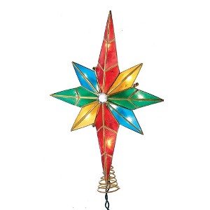 Kurt Adler 10-Light Multicolored Capiz Bethlehem Star Treetop with Gem Center - 1 of 4