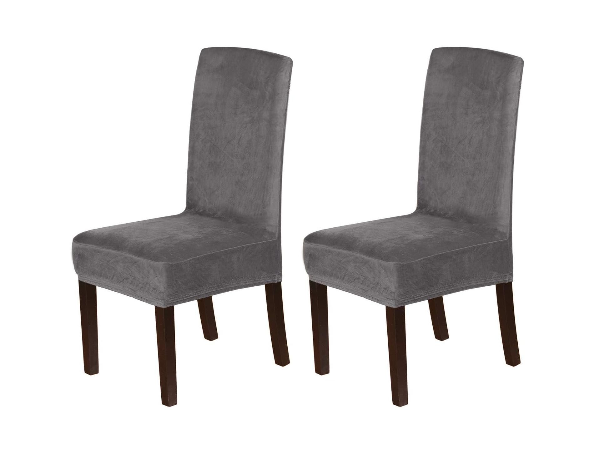 H.Versailtex Velvet Dining Chair Covers for Dining Room GRAY Pack of 2