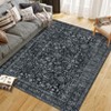 Area Rugs for Living Room Bedroom, Large Washable Rug Vintage Distressed Floral Boho Carpet Indoor Dining Room Kids Room Entryway Non Slip Low Pile - 2 of 4