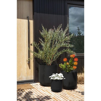 Veradek Mason Series Black Plastic-Stone Planter Set