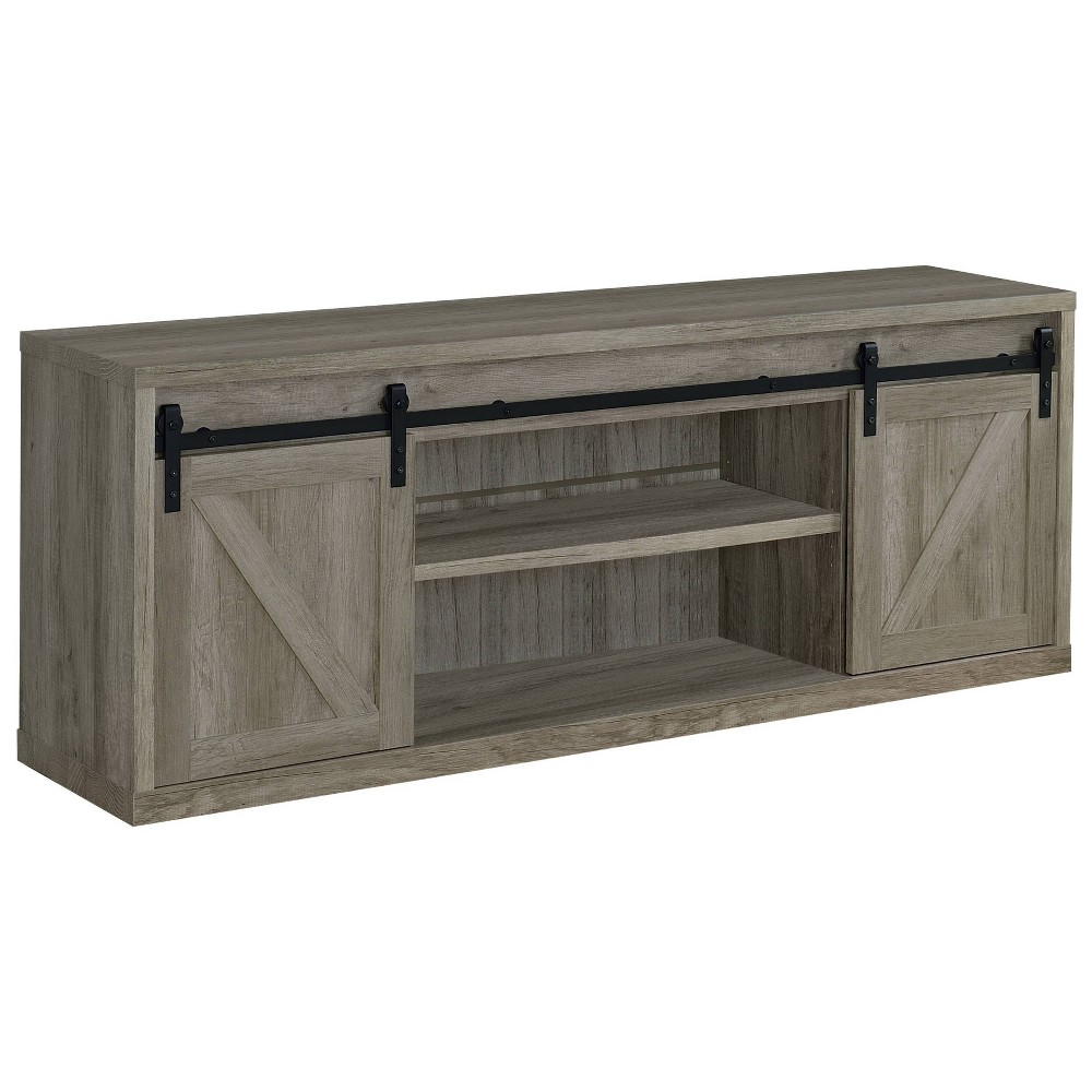 Photos - Display Cabinet / Bookcase Brockton Barn Door TV Stand for TVs up to 80" Gray Driftwood - Coaster Gra
