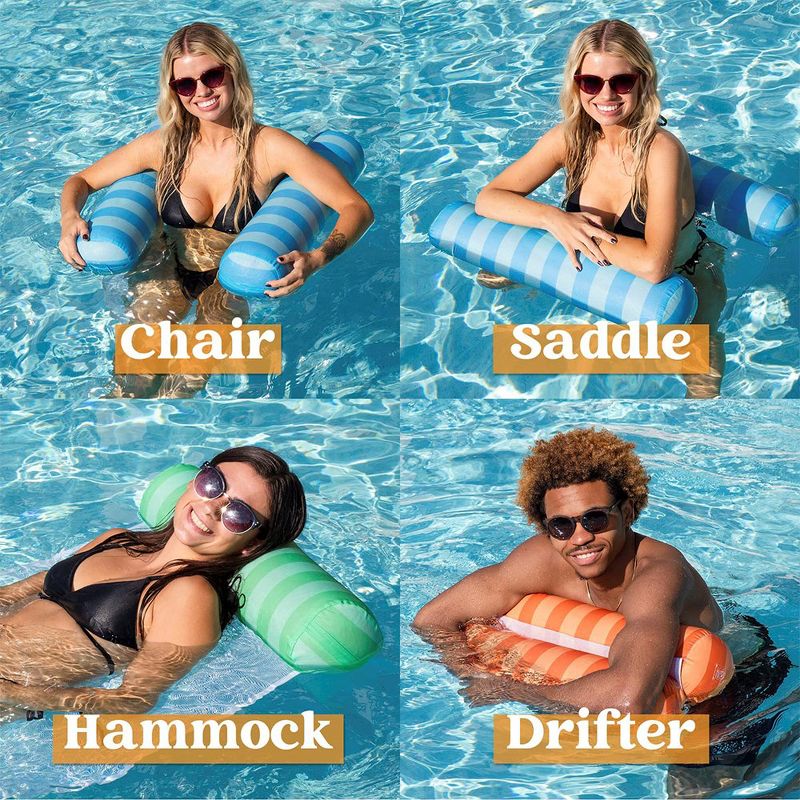 Syncfun 3 Pack 4-in-1 Inflatable Pool Floats Hammock, Water Hammock Lounges(Saddle, Lounge Chair, Hammock, Drifter), 2 of 7