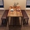 Vintage Kitchen Dining Set with Table and 2 Upholstered Benches, Perfect for Small Spaces and Seating for Two - 4 of 4