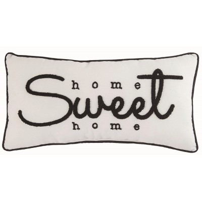 Transpac Fabric 20" White Spring Home Sweet Home Lumbar Pillow