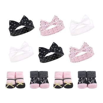Hudson Baby Infant Girl 10Pc Headband and Socks Set, Love, 0-9 Months