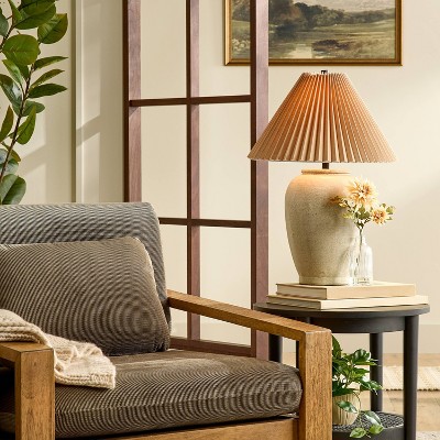 Ceramic Table Lamp Cream with Pleated Fabric Shade - Hearth & Hand™ with Magnolia