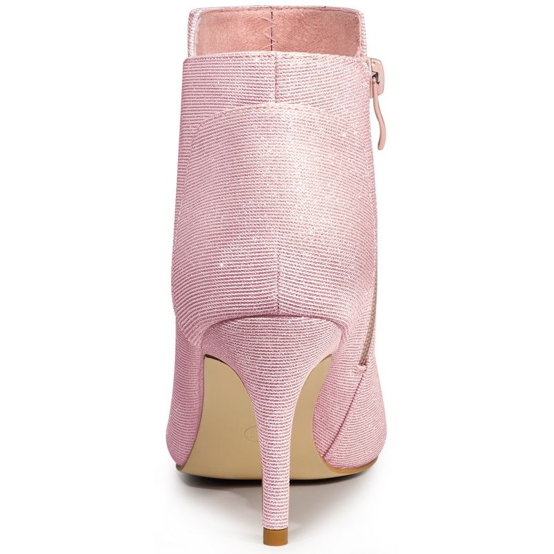 Allegra K Women's Glitter Pointed Toe Side Zip Stiletto Heel Ankle Boots, 4 of 7