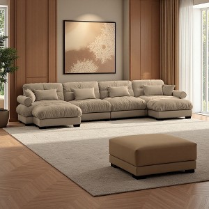 166" Velvet Modular U-Shaped Sectional Sofa with 2 Ottomans - 1 of 4