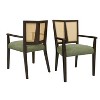 KWPZQEB Rattan Dining Chair With Arms, Farmhouse Side Chair with Upholstered, Kitchen Chairs with Vintage Rattan Backrest, Side Chair for Dining Room - 4 of 4