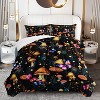 Black-Bottom Mushroom Butterfly Comforter Set, Includes 1 Comforter + 2 pillowcases Suitable,Fantasy Forest,for boys/girls Machine washable - 2 of 4