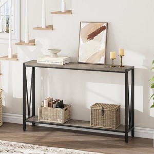 Console table,43 inch 2-story entrance table,narrow sofa table with storage space,for living room,hallway and foyer - 1 of 4