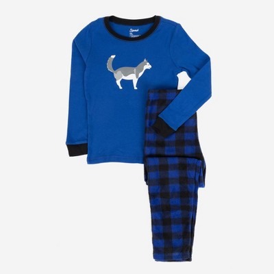 Leveret Kids Pajamas Cotton Top and Fleece Pants