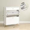 SEVOBAL Narrow Shoe Cabinet with 2 Flip Drawers Wave-Like Panels Adjustable Shelves for 12 Pairs for Entryway Hallway, White, 25.8"*17.91"*13.98" - 3 of 4