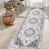 Vintage Washable Floral Printed Area Rug with Non-Slip Backing Farmhouse Oriental Distressed Low Pile Carpet - 3 of 4