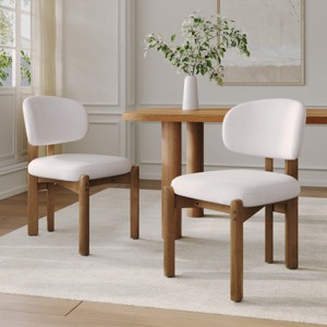 Set of 2 Modern Upholstered Dining Chairs with Solid Wood Legs, Armless Kitchen Chairs for Dining Room-Panipeachy - 1 of 4