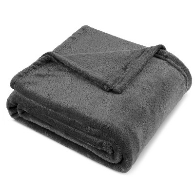 Dark Grey Twin Size Fleece Throw Blanket