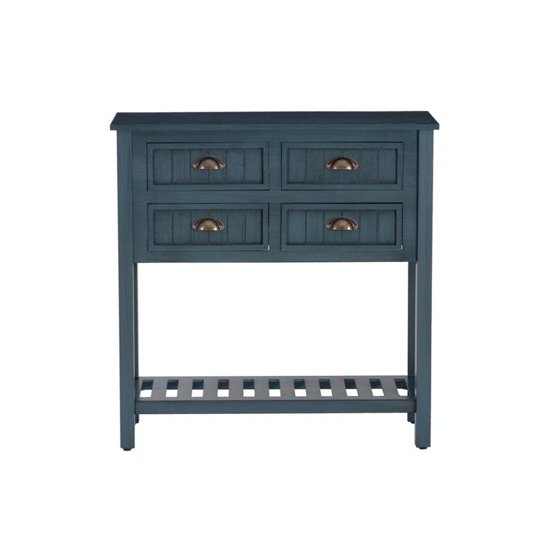 Lena Traditional 4 Drawer One Shelf Beadboard Console Table Antique Navy - Linon, 3 of 17