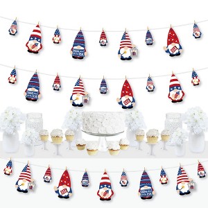 Big Dot of Happiness Patriotic Gnomes - Memorial Day, 4th of July and Labor Day Gnome Party DIY Decorations - Clothespin Garland Banner - 44 Pieces - 1 of 4