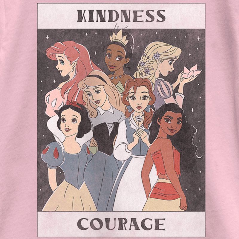 Girl's Disney Princesses Kindness and Courage Poster T-Shirt, 2 of 5