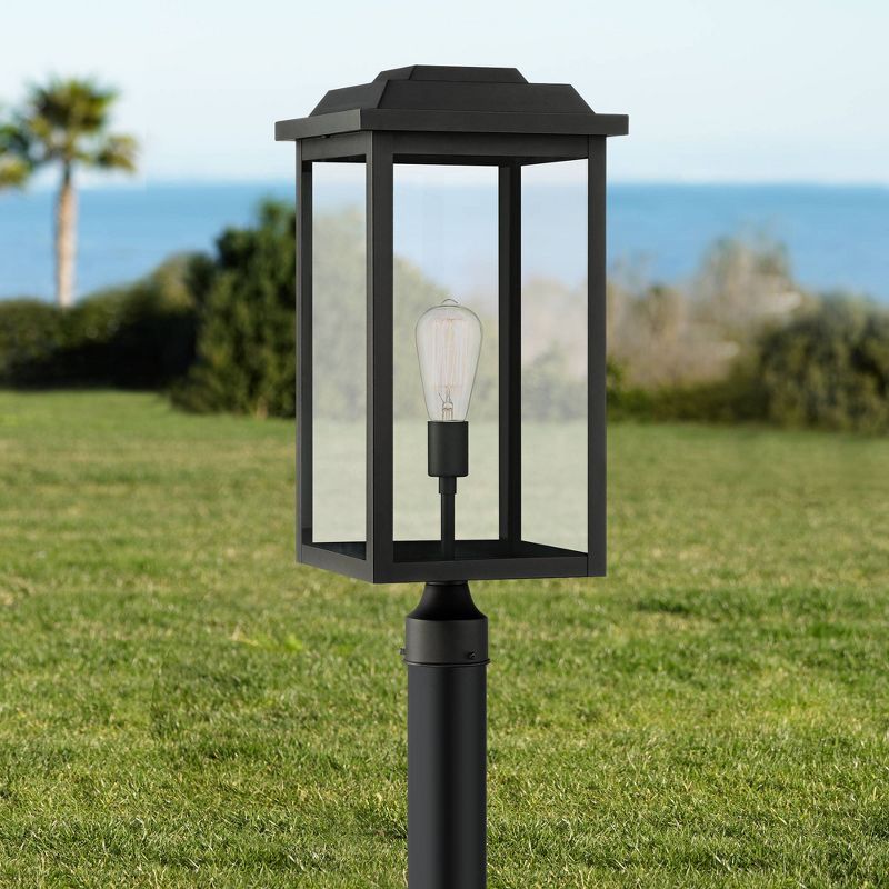 John Timberland Eastcrest Modern Outdoor Post Light Textured Black 22 1/2" Clear Glass Panels for Exterior Barn Deck House Porch Yard Patio Outside, 3 of 9