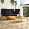 vidaXL 2 Piece Patio Pallet Sofa Set with Cushions - Solid Wood Acacia - Modular Design for Garden, Patio, Terrace - Black Cushions - 2 of 4