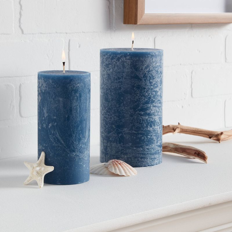 7&#34; x 4&#34; Pillar Candle Cerulean Surf and Sea Navy - Threshold&#8482;, 3 of 7