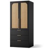 Armoire Wardrobe Closet with Drawers, 69.5" Wooden Wardrobe Cabinet with Hanging Rod, 2 Doors Clothing Storage Cabinet - 3 of 4