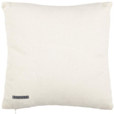 White Cotton Square Throw Pillows with Rickrack Trim, Set of 2