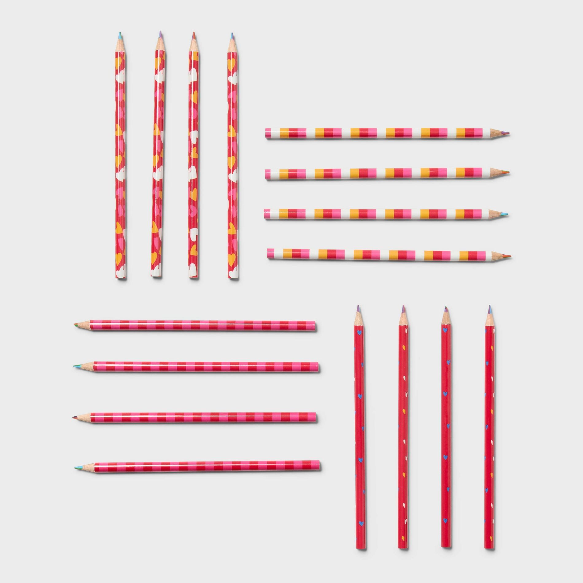 16ct Valentine's Day Rainbow Pencils Giveaways Set - Spritz™