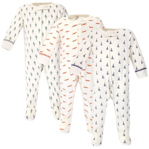 Touched by Nature Baby Organic Cotton Zipper Sleep and Play 3pk, Cactus - image 1 of 4