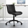VECELO PU Leather Armless Office Chair, Ergonomic Office Chair with Backrest, Adjustable Height & 360 Rolling Swivel for Home or Office, Black - 4 of 4