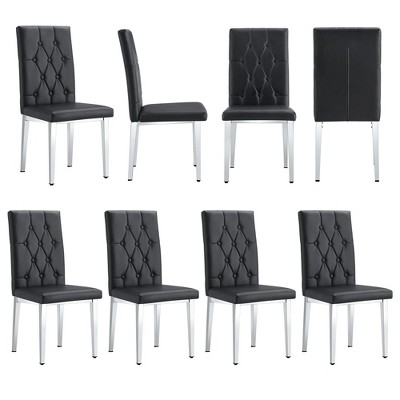 NicBex PU Leather Dining Chairs Set of 8,Modern Upholstered Armless Kitchen Chair with High Back and Metal Legs for Dining Room,Kitchen