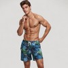 Anna-Kaci Swim Men's Tropical Leaf Print Swim Trunks with Quick-Dry Fabric and Drawstring Waistband for Beach and Pool Comfort - 3 of 4