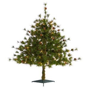 Nearly Natural 3-ft Colorado Mountain Pine Artificial Christmas Tree with 50 Lights. 171 Branches and Pine Cones - 1 of 4