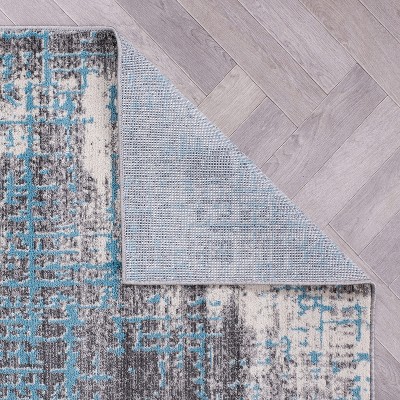 Blue and Gray Abstract Synthetic 5' x 7' Area Rug