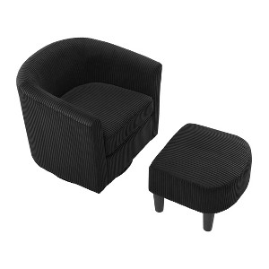 Ridstar Swivel Accent Chair, Armchair with Ottoman For Living Room & Bedroom-Black - 1 of 4