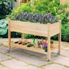 Tangkula Elevated Garden Bed Wood Planters with Storage Shelf Wheels & Liner Suitable for Vegetable Flower Herb - 3 of 4