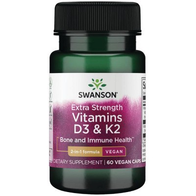 Swanson Extra Strength D3 & K2 - 5,000 IU & 100 mcg, 60 Veggie Capsules.