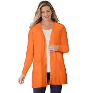 Woman Within Perfect Longer-Length Cotton Cardigan - 1 of 4