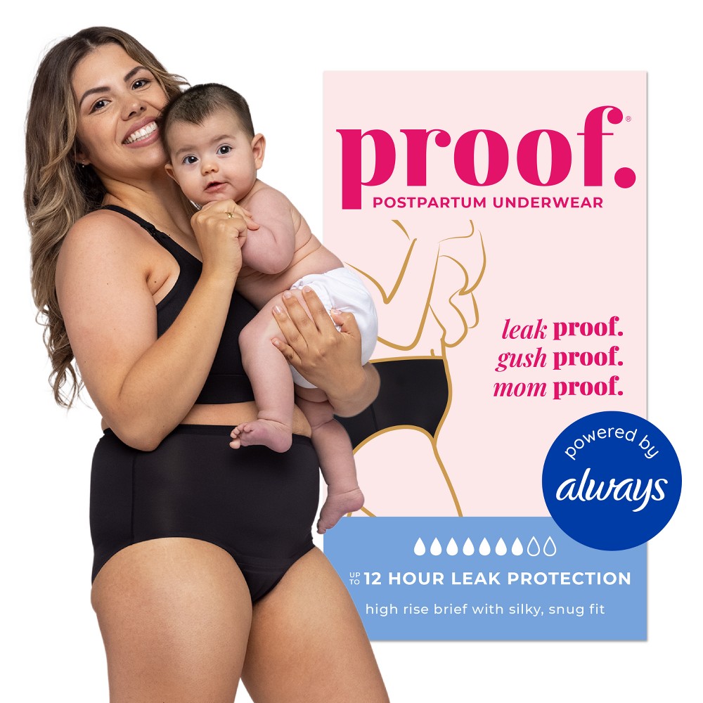Proof Underwear Reusable Postpartum High Rise Brief, Super Heavy Absorbency - XL