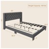 Infans Queen Size Upholstered Platform Bed Tufted Headboard Mattress Foundation Grey - 2 of 4