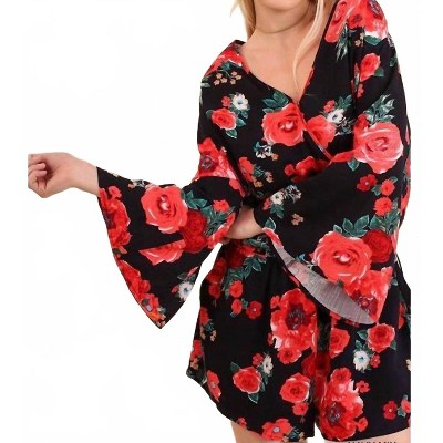Women's Floral Bell Sleeve Romper - umgee