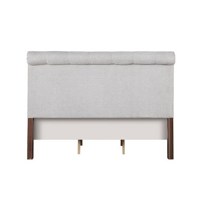 Gray Tufted Upholstered Queen Bed with Faux Leather and Wood Frame
