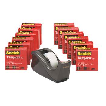 Scotch 600 Transparent Tape with Desktop Dispenser, 0.75 x 1000 Inch, Pack of 12