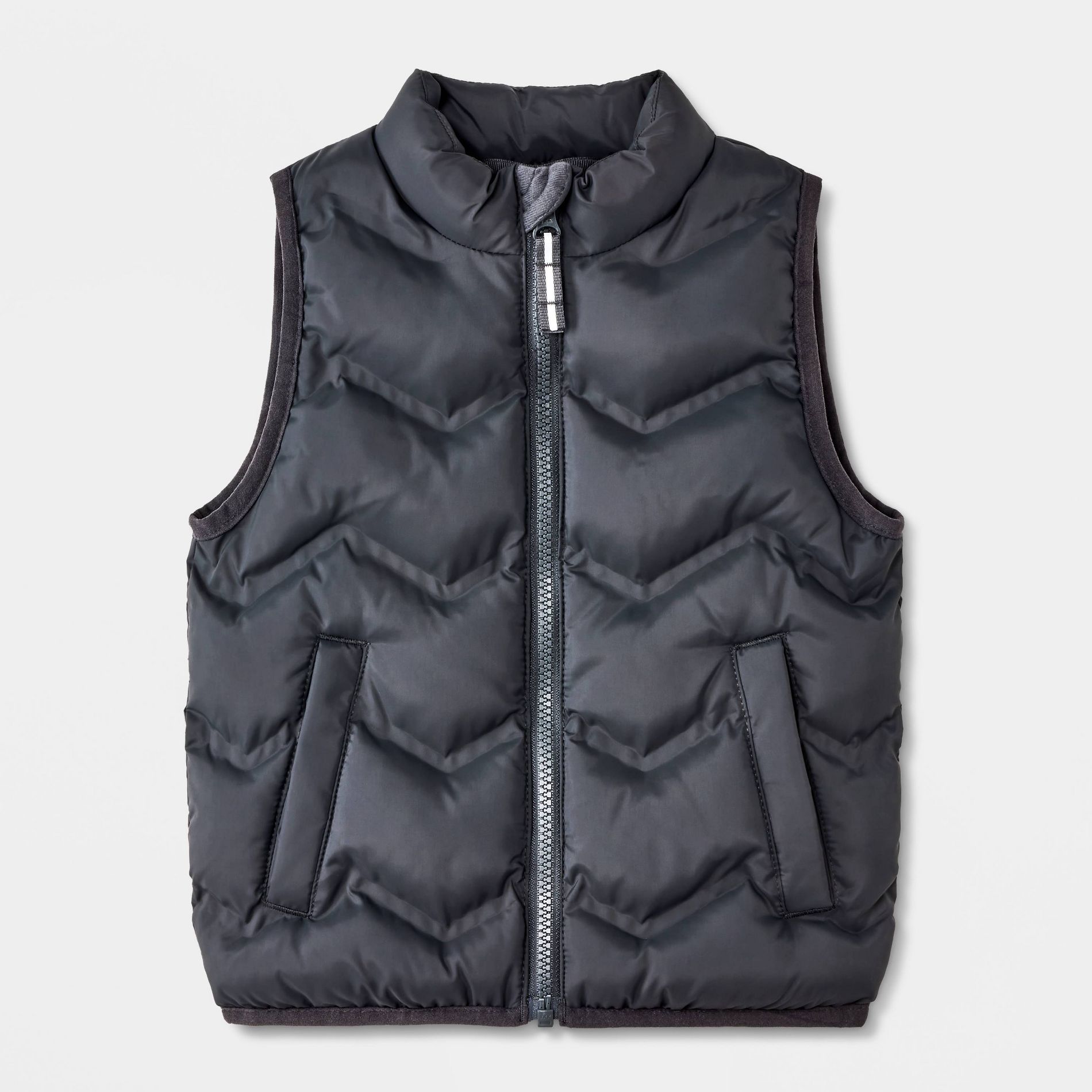 Toddler Solid Quilted Puffer Vest - Cat & Jack™ Charcoal Black