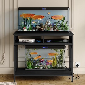 40-50 Gallon Aquarium Stand, Heavy Duty Fish Tank Stand with 2 Drawers, Entryway Consoles Table with Metal Frame, Large Turtle Tank Stand, Black - 1 of 4
