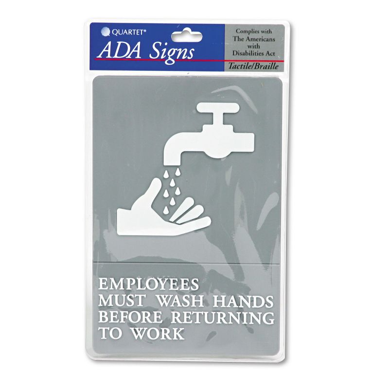 Headline Sign ADA Sign EMPLOYEES MUST WASH HANDS... Tactile Symbol/Braille 6 x 9 Gray 4726, 2 of 3